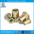 Brass flat head knurled body rivet nut